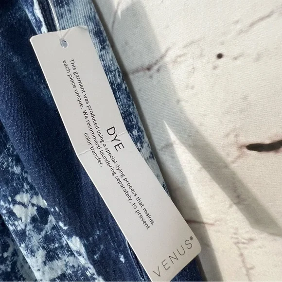 NWT Venus Blue Tie Dye Wash Wide Leg Flare Pants Pull-on Large Long Boho Lagenl - Picture 9 of 11